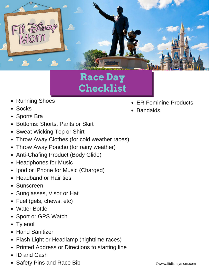 Printable Race Day Checklist